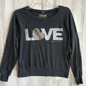 Spiritual Gangster top Size S long sleeve dark gray “Love” graphic soft fabric